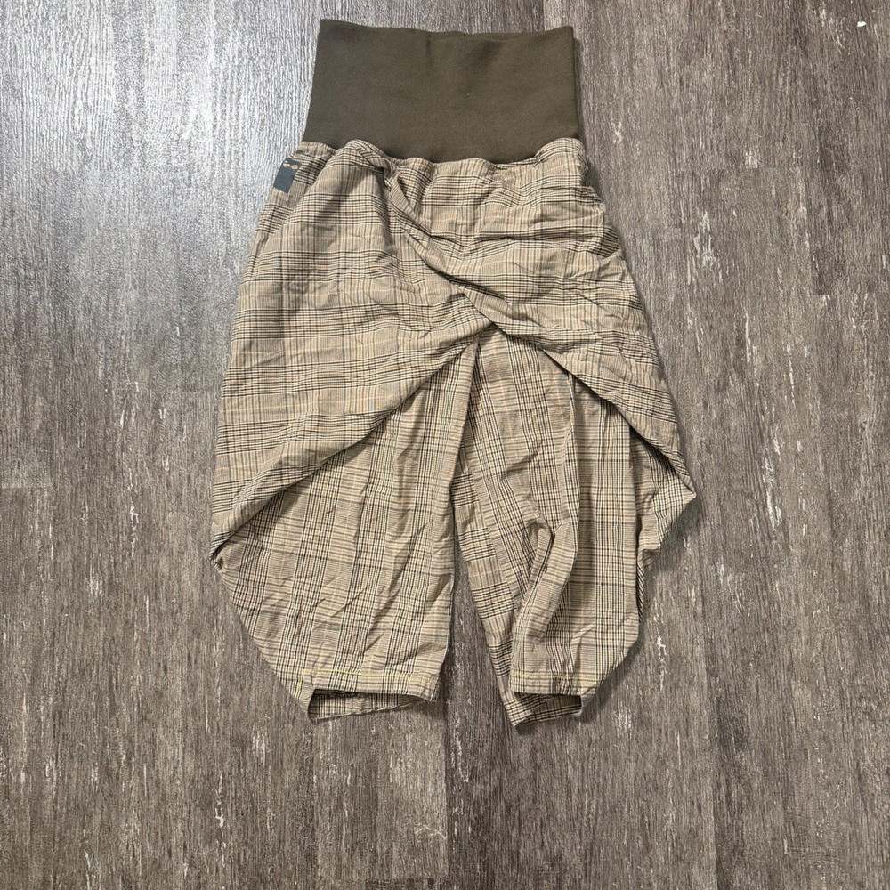 Skunkfunk Dina Harem Pants Womens 2 Brown Plaid Draped Wrap Cotton Lagenlook S